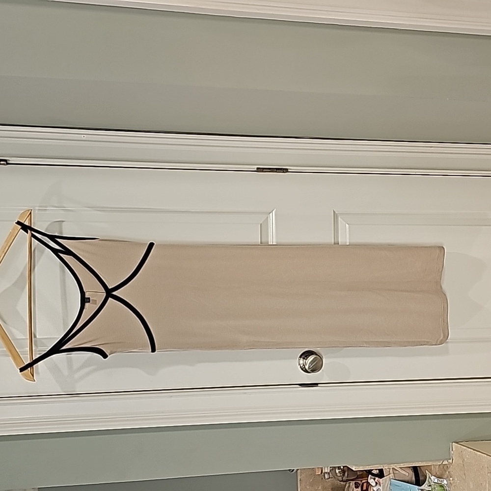 ATM Anthony Thomas Melillo Tan Modal Rib Cami Dress with Black Contrast Trim-XS - Picture 6 of 12